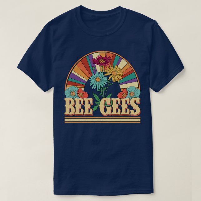 Bee Flowers Name Gees Personalised Gifts Retro Sty T-Shirt (Design Front)