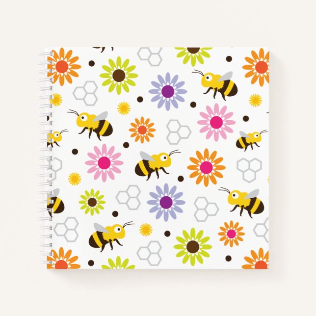 Bee & Flowers Notebook (Front)