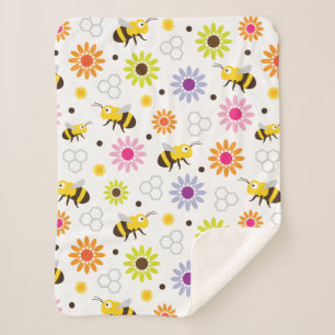 Bee & Flowers Sherpa Blanket