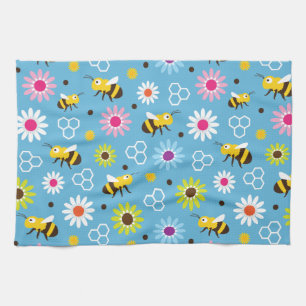 Bee & Flowers Tea Towel