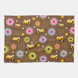 Bee & Flowers Tea Towel