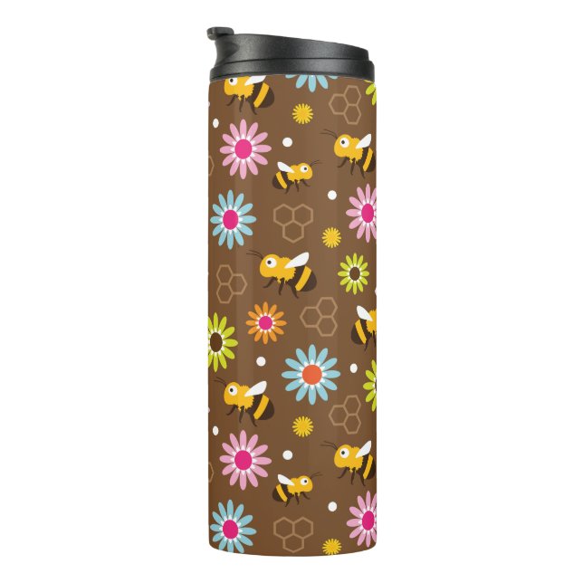 Bee & Flowers Thermal Tumbler (Rotated Right)