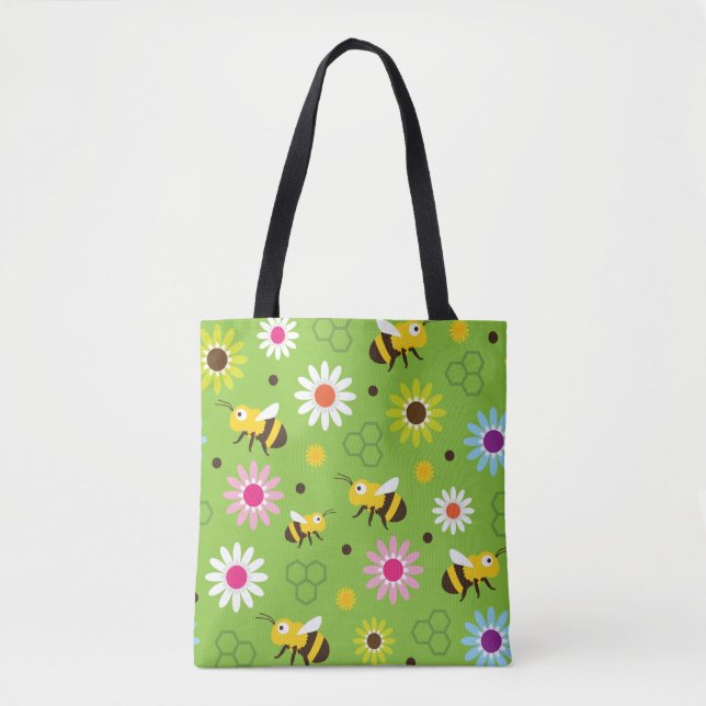 Bee & Flowers Tote Bag (Front)