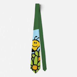 Bee Flying Over Flowers Tie