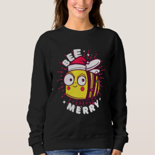 Bee For Merry Christmas With Santa Hat Sweatshirt