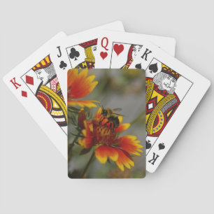 Bee foraging on a flower playing cards