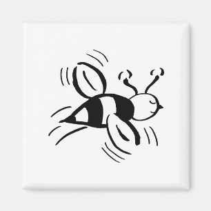 Bee Free - Black and White by Cussdum Designs Magnet