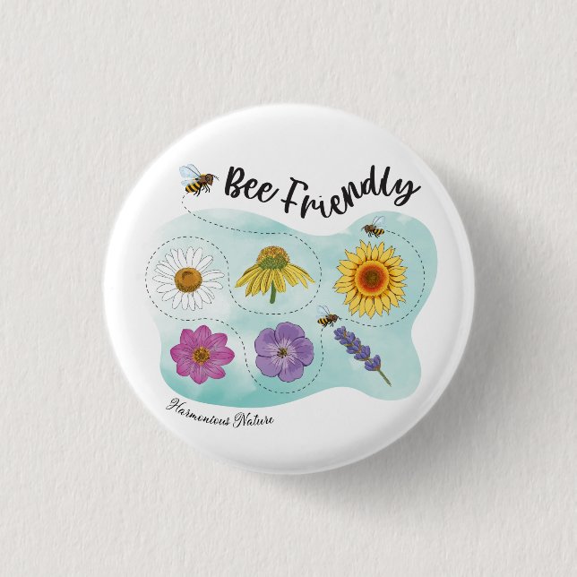 Bee friendly - Harmonious Nature 3 Cm Round Badge (Front)