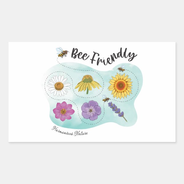 Bee friendly - Harmonious Nature  Rectangular Sticker (Front)
