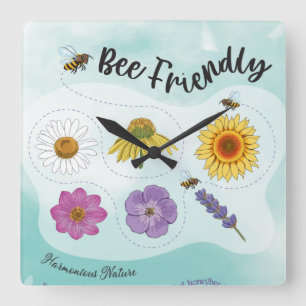 Bee friendly - Harmonious Nature Square Wall Clock