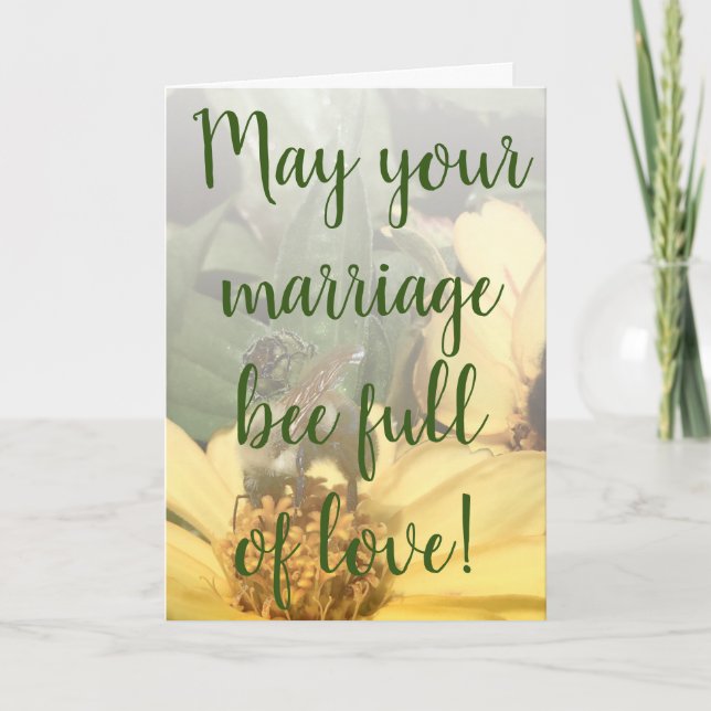 Bee Full of Love Photo Wedding Congratulations Card (Front)