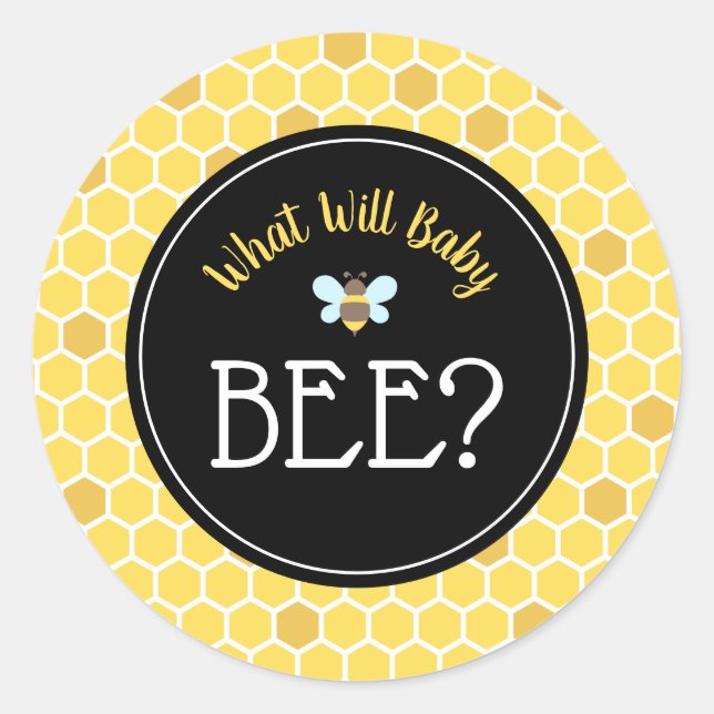 Bee Gender Reveal Baby Shower Classic Round Sticker (Front)