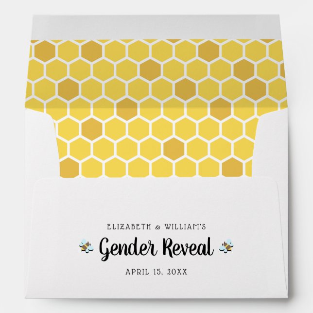 Bee Gender Reveal Baby Shower Envelope (Back (Bottom))