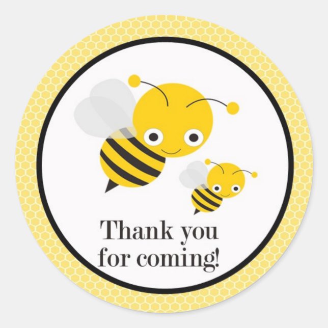 Bee Gender Reveal Baby Shower Favour Stickers (Front)
