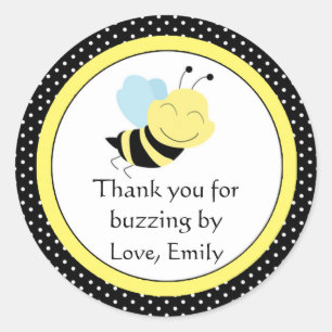 Bee Gender Reveal Baby Shower Labels Yellow Black