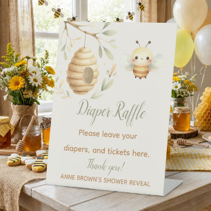 Bee Gender Reveal Diaper Raffle Station Pedestal Sign
