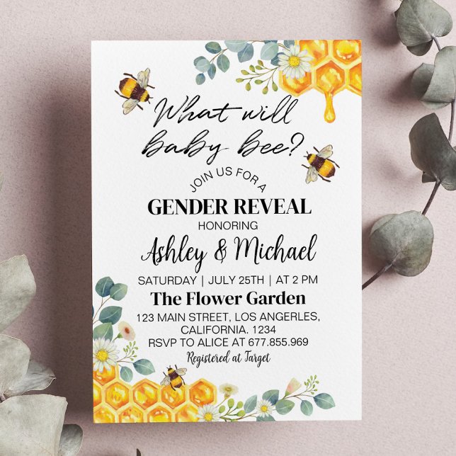 Bee Gender Reveal He Or She Invitation (Creator Uploaded)