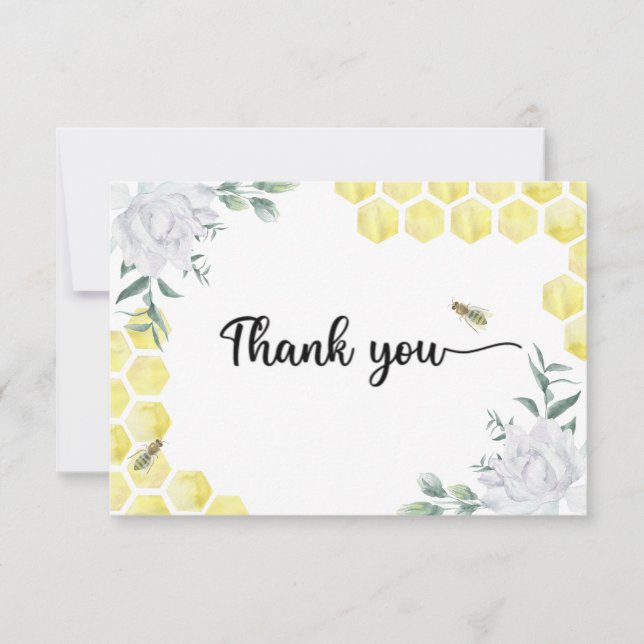 Bee gender reveal thank you card (Front)