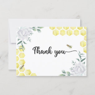 Bee gender reveal thank you card