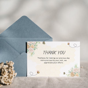 Bee gender reveal thank you card