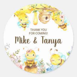 Bee gender reveal thank you stickers bumblebee.
