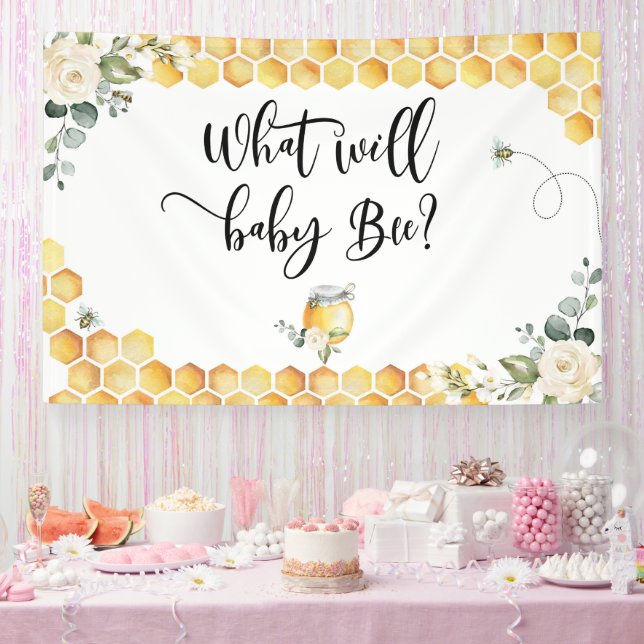 Bee gender reveal what will baby bee banner (Party)
