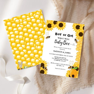 Bee gender reveal what will baby bee invitation