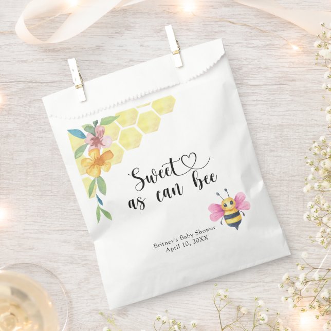 Bee girl baby shower - sweet as can bee favour bags (Clipped)