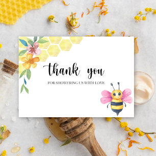 Bee girl baby shower thank you card