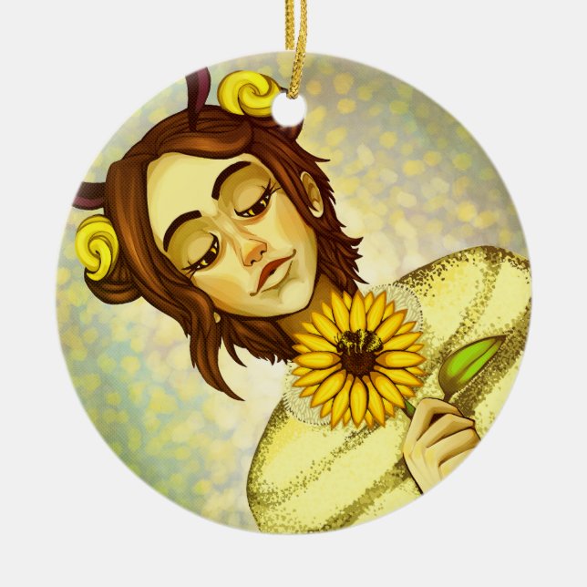 Bee Girl Ceramic Tree Decoration (Front)
