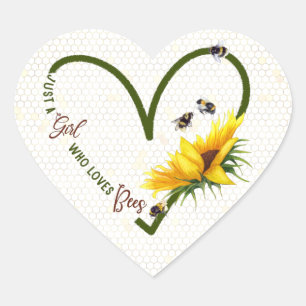 BEE GIRL Honeybee Sunflower Heart Sticker