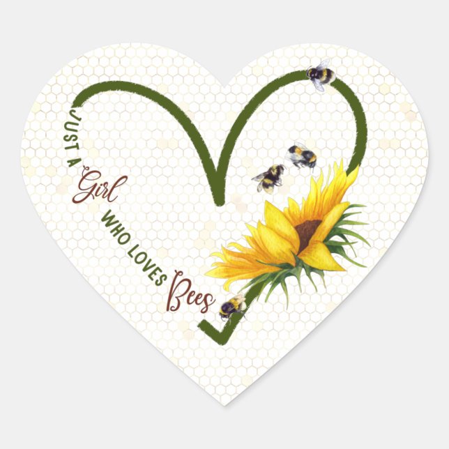 BEE GIRL Honeybee Sunflower Heart Sticker (Front)
