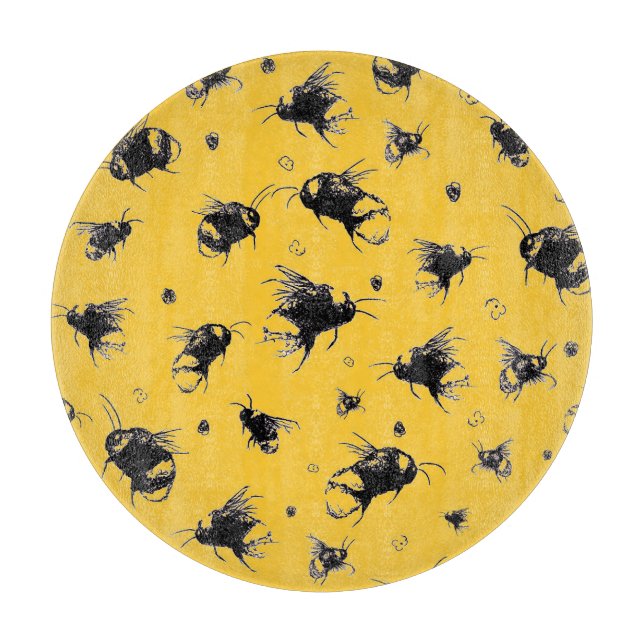 Bee Glass Chopping Board – Nature Lover Kitchen Gi (Front)