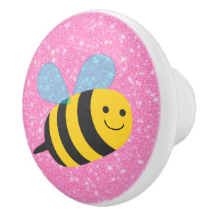 Bee Glitter Ceramic Knob