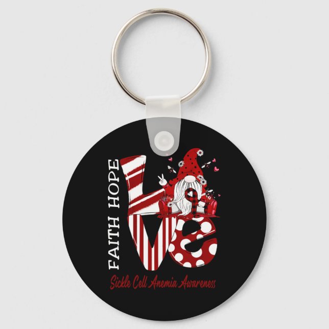 Bee Gnome Love Sickle Cell Anaemia Awareness  Key Ring (Front)