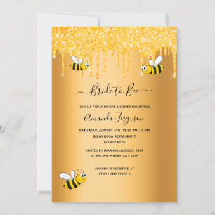 Bee gold drips bridal shower invitation