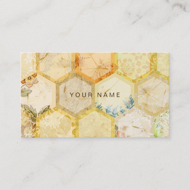 Bee Gold Honeycomb Beehive Vip Business Card (Front)