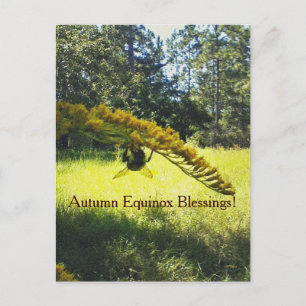 Bee & Goldenrod Autumn Equinox Mabon Postcard