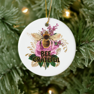 Bee Grateful Ceramic Tree Decoration