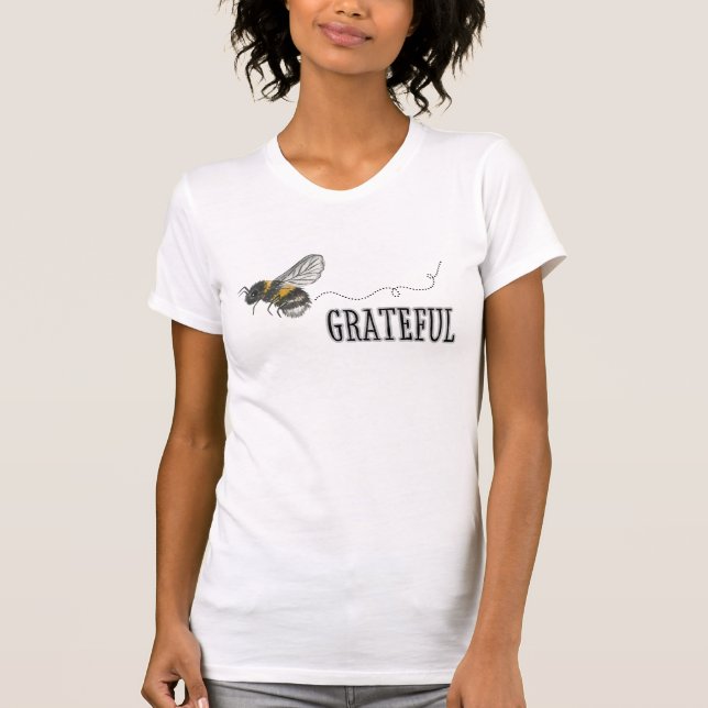 Bee Grateful Cute Womens T-Shirt (Front)