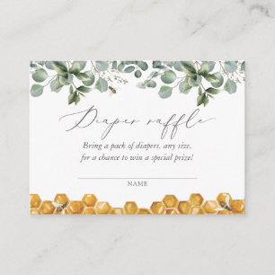 Bee Greenery Baby Shower Diaper Raffle Ticket Enclosure Card