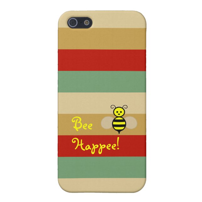 Bee Happee! Red Beige Green Stripe iPhone Case (Back)