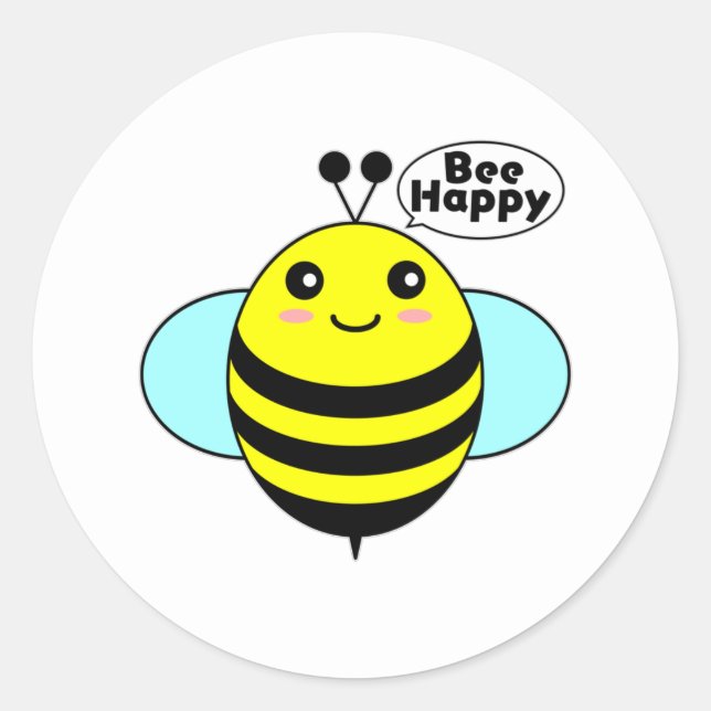 Bee Happy 3 Classic Round Sticker (Front)