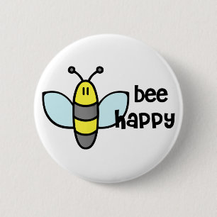 Bee Happy 6 Cm Round Badge