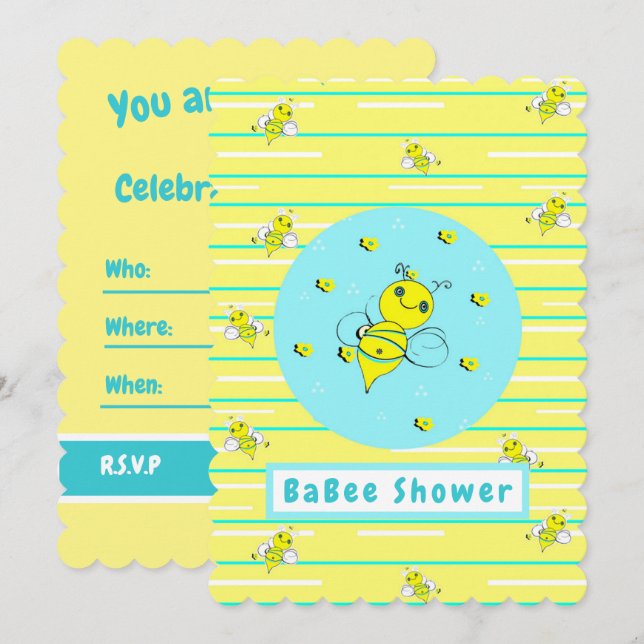 Bee Happy Baby Shower Invitation (Front/Back)