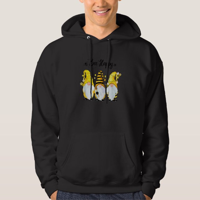 Bee Happy Bee Gnome Spring Beekeeper Bee Kind Bee  Hoodie (Front)