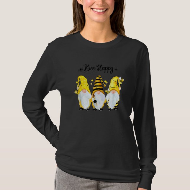 Bee Happy Bee Gnome Spring Beekeeper Bee Kind Bee  T-Shirt (Front)