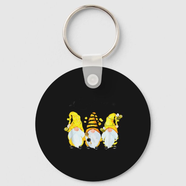Bee Happy Bee Gnome Spring  Key Ring (Front)