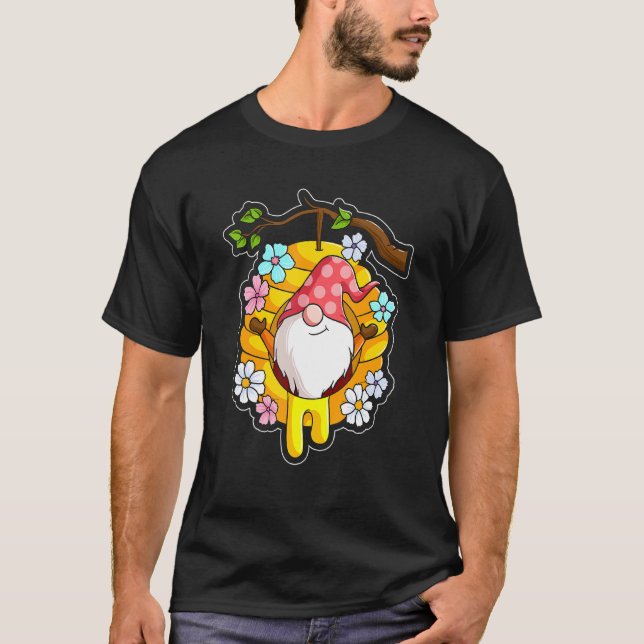 Bee Happy Bee Kind Beekeeper Spring Gnome T-Shirt (Front)