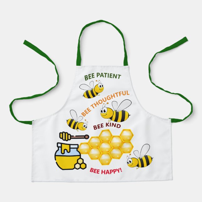 Bee Happy Bees and Honey Kids' Apron (Front)